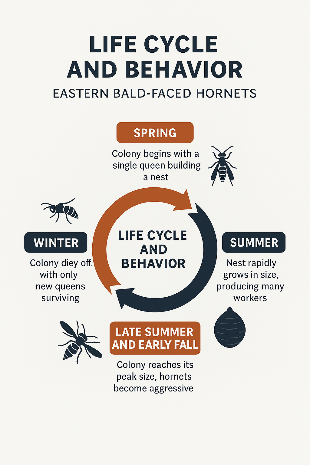 Eastern Bald-Face Hornets Life Cycle & Behavior